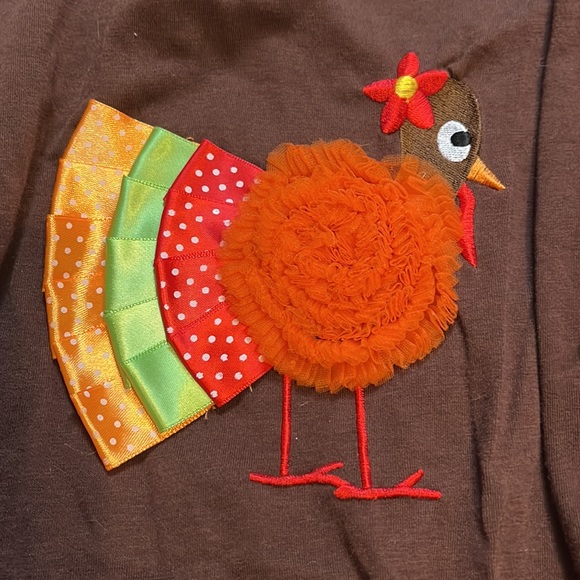 5 Pieces girls thanksgiving turkey outfit and boho print outfit with scarf - Picture 2 of 16